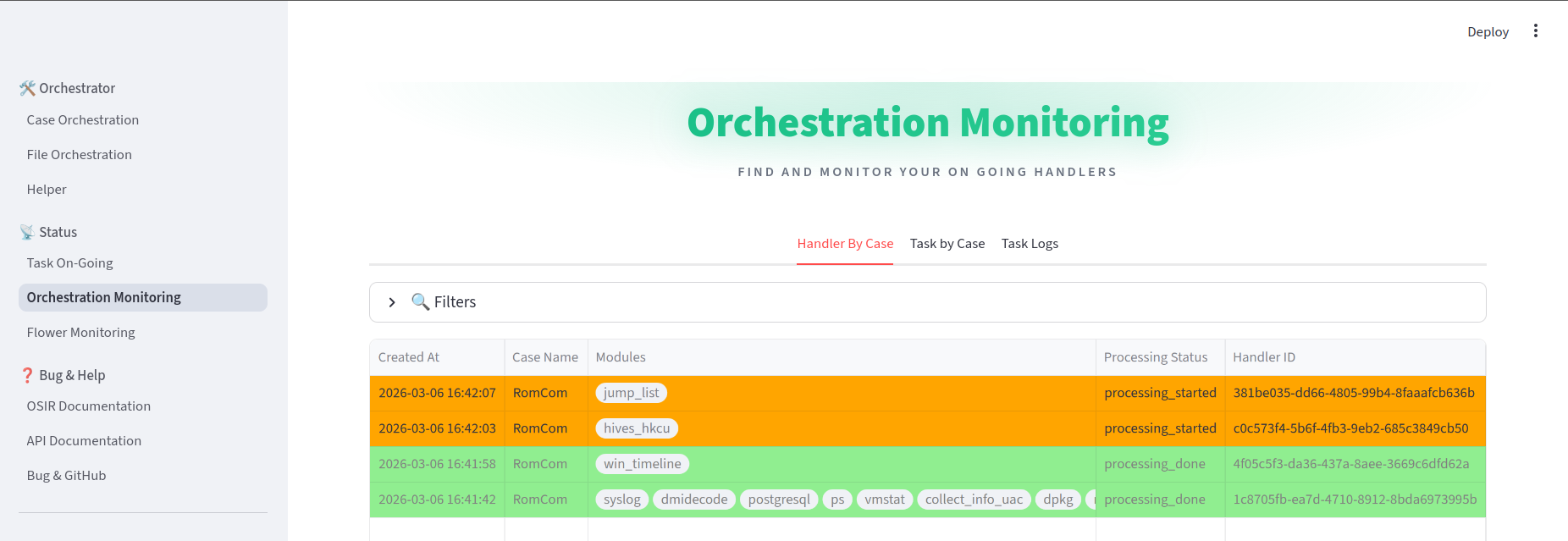 Handler Monitoring